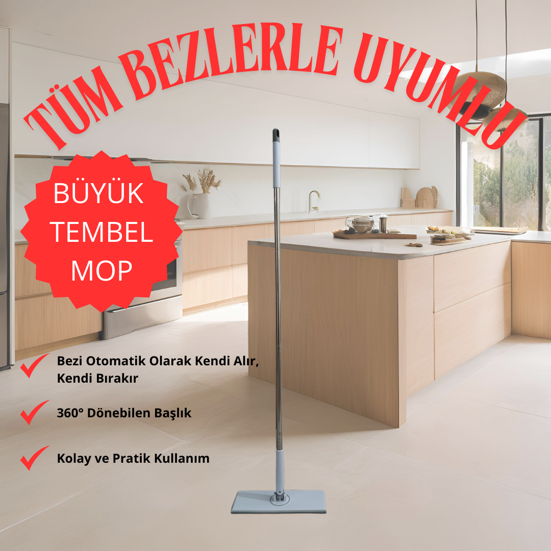 Büyük Click Mop - Otomatik Mop ile Geniş Alanlar İçin Zahmetsiz Temizlik