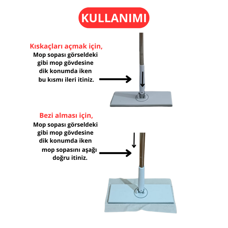 Büyük Click Mop - Otomatik Mop ile Geniş Alanlar İçin Zahmetsiz Temizlik